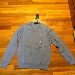 Large light blue Polo Ralph Lauren v-neck sweater